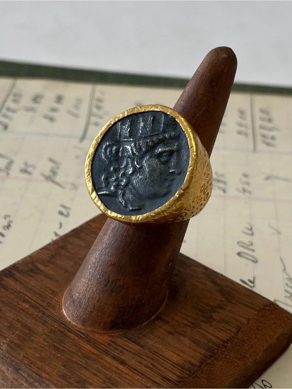 NWOT ~ Roman Coin Chunky Ring, 18k Gold Plated